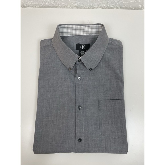 Calvin Klein Shirt Mens XL Gray Long‎ Sleeve Button Down Casual Work Dress - Picture 10 of 10